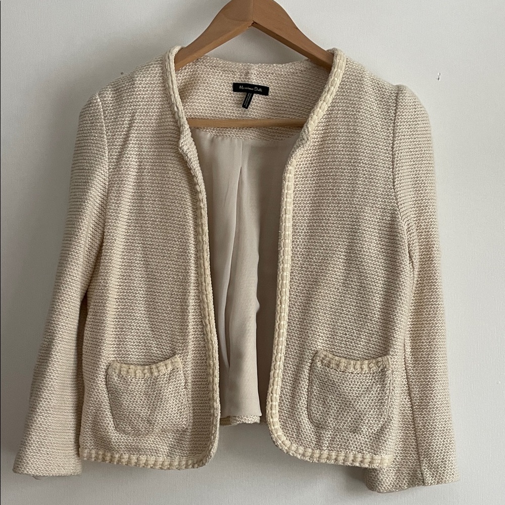 Massimo Dutti Ivory Knit Blazer